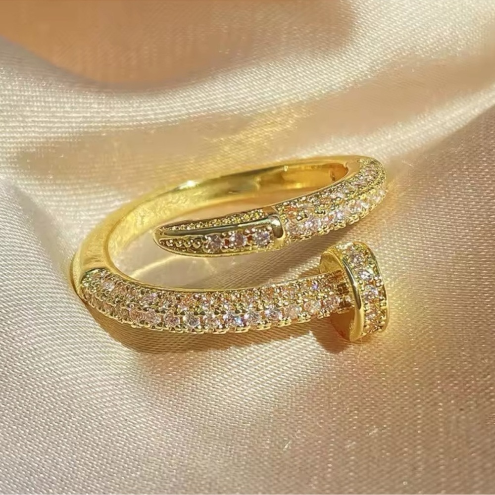 Juste Un Clou Nail Gold Zirconia Ring - Picture 2 of 12